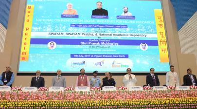 The President of India, Shri Pranab Mukherjee, attending as a chief guest at the launch of SWAYAM, SWAYAM Prabha DTH Channels