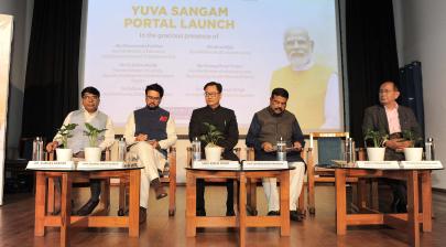 Shri Dharmendra Pradhan launches Yuva Sangam portal in presence of Shri Kiren Rijiju, Shri G. Kishan Reddy, Shri Anurag Singh Thakur, Dr. Subhas Sarkar and Dr. Rajkumar Ranjan Singh.