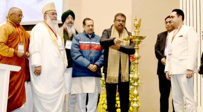 lighting the lamp during the function on World Minority Rights Day