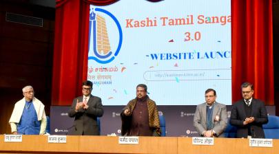 The Union Minister for Education, Shri Dharmendra Pradhan launch Kashi Tamil Sangamam 3.0 of KTS portal in National Media Centre, New Delhi on January 15, 2025.